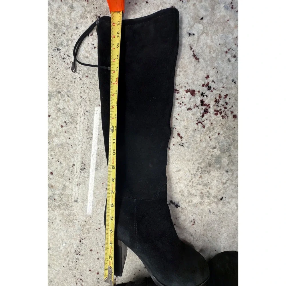 Balidoner Black Suede Over the Knee Boots Block Heel‎ Size 38